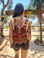 Zaino in pelle borsa zaino per laptop vintage originale marrone viaggio uomo 15"