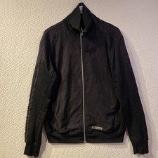 Adidas Suedette Track Jacket Uomo Large 42 Nero su Nero Full Zip Sport Minimal