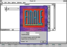 Finale 3.0 music notation program for Win 3.1/3.11 on 2 floppy disks with Serial
