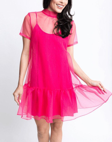 Rosa trasparente organza abito - organza,