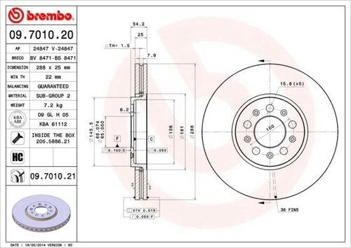 Brembo discofreno 7010 - brembo, 09.7010.21