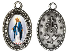 Medaglietta Madonna Miracolosa mm.20x35 Metallo Argentato Medaglia Originale  