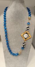 Collana artigianale lunga Pietra Dura Occhi di Gatto Perla