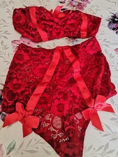 Completo Intimo Donna 2 Pezzi Rosso Nuovo Senza Cartellino Sensuale Sexi TG 2B