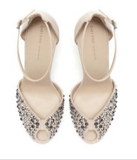 Zara Beige Suede Studded Heels