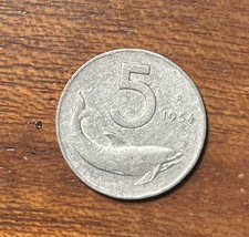 5 Lire Del 1954 - delfino - condizioni discrete