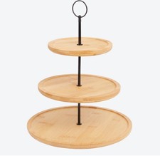 Alzata in Legno di Bamboo su 3 Piani Alzatina Centrotavola per Dolci Antipasti