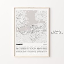 Tampere City Map Print, Pirkanmaa Travel Poster, Wall Art
