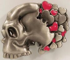 Fibbia Teschio Con Cuori Rosa