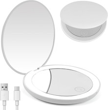 Specchio Ingranditore 1X/10X, Specchietto Da Borsetta, LED Specchio Compatto Ric