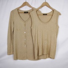 Twin set Cardigan e Canotta Fendi in seta colore beige taglia 42 da donna