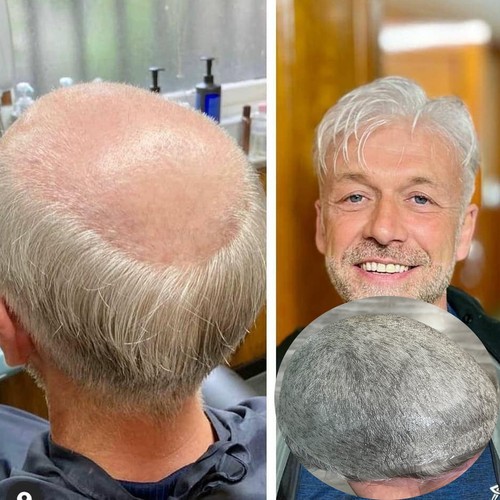 Toupee uomo grigio argento