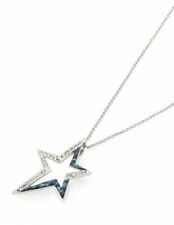 Chaîne Pendentif Etoile THIERRY MUGLER Plaqué Argent émail bleu Zirconium NEUF 