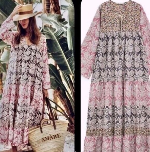 Maxi abito zara rosa patchwork - maxi,