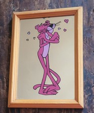 PANTERA ROSA ? PINK PANTER❗quadretto VINTAGE '80❗specchio 11,5/16,5 cm CARTONI❗