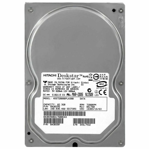 Hitachi hard disk - hard, 80gb