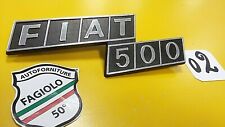 SCRITTA "FIAT 500" FREGIO LOGO PLASTICA NERA BADGE ECO CROMATA FIAT 500 '1965> 