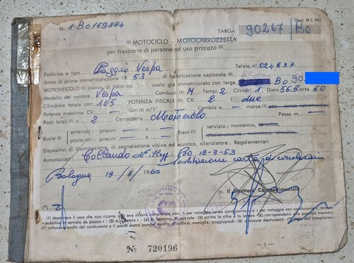 Vespa faro basso 1953 libretto - vespa,