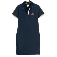 La Martina Abito Piquet Stretch Blu Navy A Maniche Corte Taglia 3 / M
