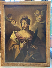 OLIO SU TELA D'EPOCA DEL XVIII SECOLO RAFFIGURANTE SANTA CATERINA DI ALESSANDRIA