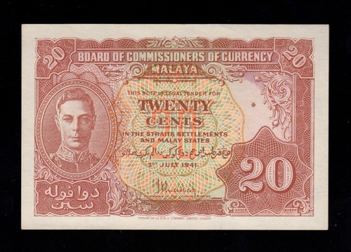 Malaya 20 cents 1941 - f.c.,