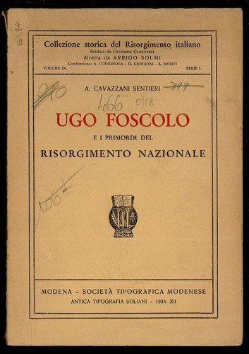Ugo foscolo primordi del - foscolo, i
