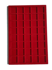 VASSOIO ESPOSITORE X MONETE MEDAGLIE IN FLOCCATO VELLUTO ROSSO 40 CASELLE SPAZI