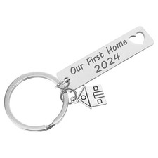  Portachiavi con ciondolo a forma di casa in acciaio inossidabile Portachiavi