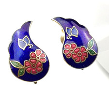 Orecchini Vintage Smalto Blu