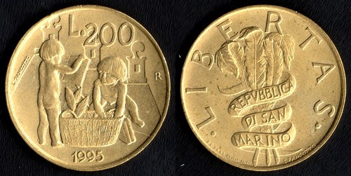 San marino 200 lire 1995 - marino, lire,