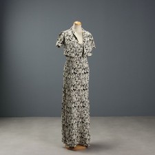 Gori Abito Vintage con Bolerino Cotone Disegni Floreali Taglia S Originale