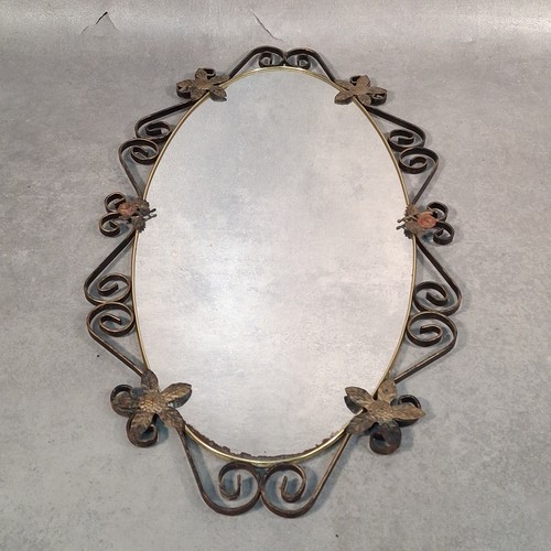 Vtg wrought iron wall mirror - wrought,