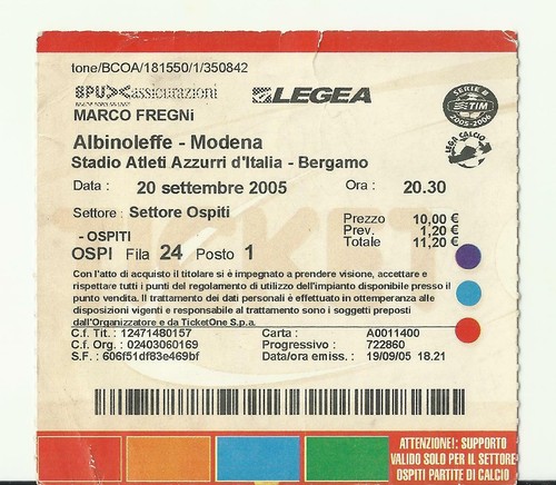 Biglietto stadio calcio serie - biglietto,