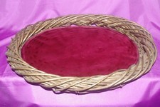 CONTENITORE CESTINO VASSOIO PORTAFRUTTA VIMINI DORATO VELLUTO ROSSO OVALE