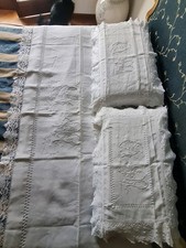 Lenzuolo da Sposa antico primi 1800 Puro Lino con  Ricamo A Mano Con Federe