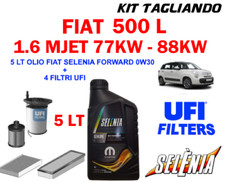 KIT TAGLIANDO FILTRI UFI+5 LT OLIO SELENIA FORWARD 0W30 FIAT 500 L 1.6 MJET 77KW