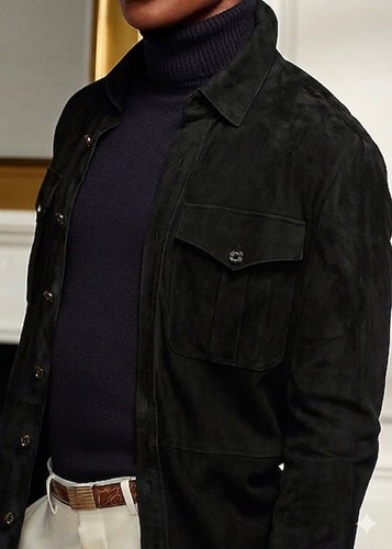 Camicia uomo scamosciata - , nera