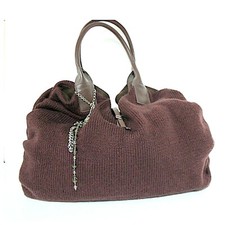 BORSA DAVID & SCOTTI IN LANA E PELLE  VINTAGE  MARRONE ITALIAN HAND BAG