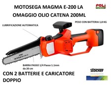 STOCKER MAGMA E-200 LA MOTOSEGA ELETTROSEGA  450W BARRA 20cm + 2 BATTERIE 2,6Ah