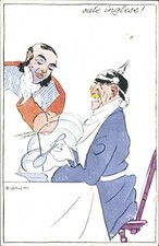 ah606 cartolina militare satirica  sale inglese illustratore bianchi