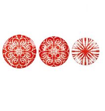 Servizio Piatti 18 Pezzi Brandani Batik Rosso In Porcellana Figure Geometriche