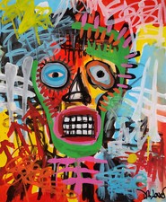 Dr. LOVE Tela Skull teschio BASQUIAT Mario Schifano Keith Haring Banksy Rotella