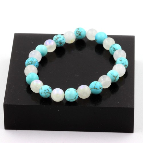 Bracciale perle pietra luna - bracciale,