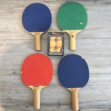 4 palette da ping pong vintage a cinque strati con palline