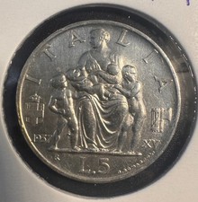 5 LIRE 1937 ITALIAN LIRA