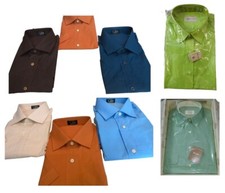 Camicia Uomo Manica Corta Liscia Puro Cotone Vari Colori Misure Tinta Unita New