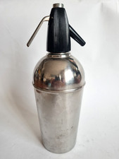 Sifone Seltz Cima Seltzer Acciaio Soda Nero Modernariato Vintage