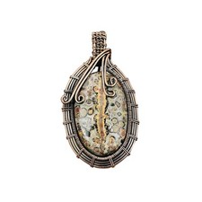 Gemma diaspro oceano gioielli rame regalo per ciondolo avvolto filo bestia 2,52"