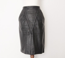 Gonna vintage in vera pelle nera taglia S