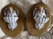 Antica coppia acquasantiere  -Font - Benitier in biscuit lucido-angeli